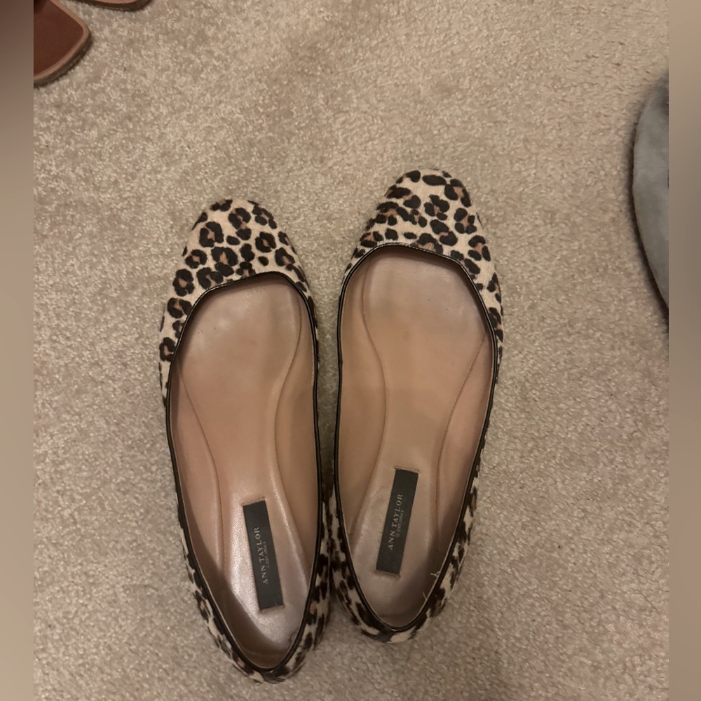 Ann Taylor Leopard Print Calf Hair Ballet Flats